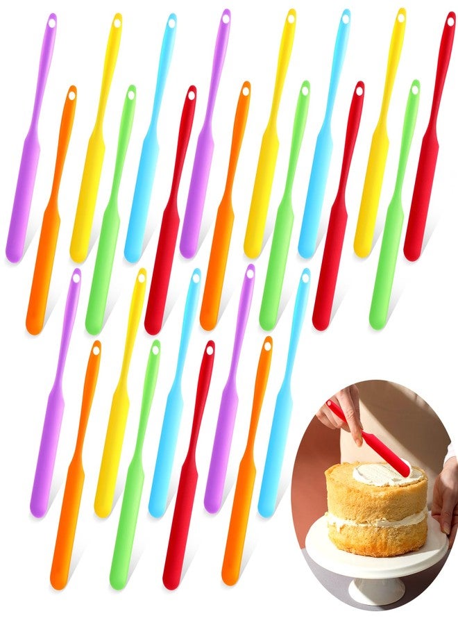 mekueeex 24pcs Jar Spatula,Silicone Jar Scraper with Long Handle,Jam Spreader Cake Cream Butter Spatulas, Silicone Spatula Waxing Applicator for Home Salon Body Use - Image 1